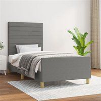 vidaXL Cadre de Lit avec Tête de Lit Sommier à Lattes Lit Rembourré Cadre à Lattes Lit Simple Adulte Meuble de Chambre Gris Foncé 80x200 cm Tissu