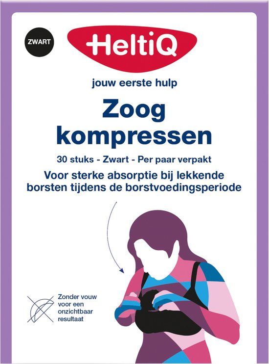 HeltiQ Zoogkompressen Voorgevormd - 30 stuks - Zwart