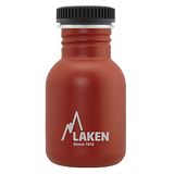 Laken roestvrijstalen fles met zwarte draadstekker en brede mond 350 ml, rood