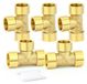 Laiton T-stukken 1/4" BSP Set van 5