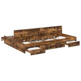 vidaXL Opbergbedframe met lade Rook Eiken 160 x 200 cm Bewerkt hout