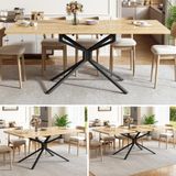 Kein Marken-/Fanartikel Bol Uitschuifbare eettafel 120/160x90, rechthoekig, met metalen frame in sterrenvorm, verstelbare voetjes, MDF, geschikt voor 4-6 personen