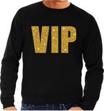Bellatio Decorations Verkleed glitter sweater voor heren - zwart - VIP - glitter goud - foute party S