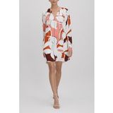 Reiss Robe évasée imprimée Crème/rouge Taille : 6