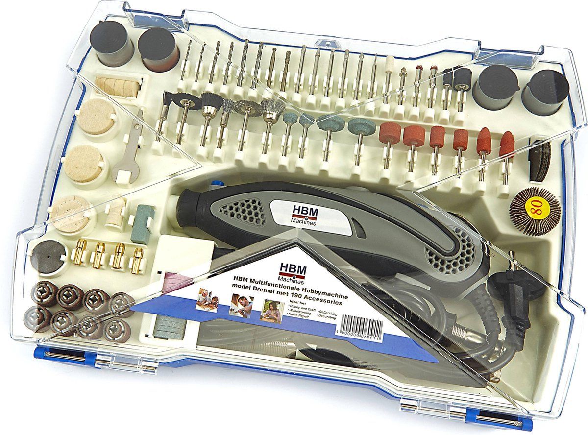HBM Multifunctionele Hobbymachine model Dremel met 190 Accessoires
