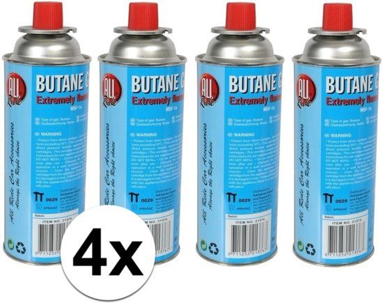 Alrides 4x Kookstel gasflessen butaan gas - 4 stuks a 227 gram - gasbus navulling