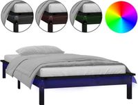 vidaXL Bedframe LED massief hout zwart 100x200 cm