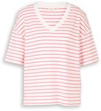 Tom Tailor Oversized T-shirt met streepjesmotief - Maat XXL - white coral irregular stripe