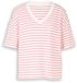 Tom Tailor Oversized T-shirt met streepjesmotief - Maat XXL - white coral irregular stripe