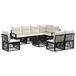 vidaXL Banc de jardin - Set - 9 - pièces - Noir - poly - rotin