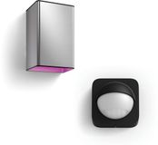 Philips Hue Resonate Wandlamp voor Buiten Up & Down (Roestvrij Staal) - Wit en Gekleurd Licht - Incl. Hue Bewegingssensor voor Buiten - Hue White and Color Ambiance
