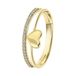 Lucardi Dames Dubbele ring hart en zirkonia - Ring - Cadeau - 14 Karaat Goud - Geelgoud