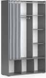 Vicco Luigi Kledingopslagkast – 38 x 178.1 cm met gordijn kledingroede Grijs
