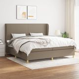 vidaXL Boxspringbed met matras, taupe, stof, 200x200 cm