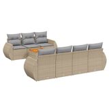 vidaXL Loungeset met Kussens, Poly Rattan, Beige