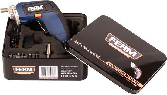 FERM CDM1132 Accu Schroevendraaier - 3.6V - 1.3Ah - Incl. 26 Bitjes & Opbergblik