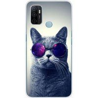 Oppo A53S Cat met bril Siliconen hoesje