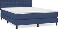vidaXL Boxspring met matras stof blauw 140x200 cm