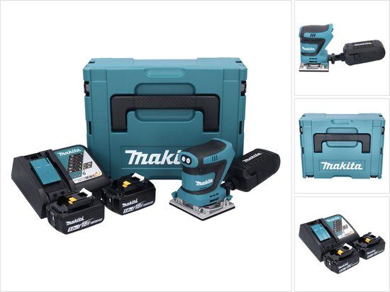 Makita DBO482RTJ Accu Handpalm Vlakschuurmachine Set (18V, 2x 5.0Ah) - In Mbox