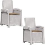 vidaXL Ligstoel Wit en Taupe