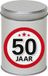 Merkloos Cadeau/kado zilver rond blik 50 jaar 13 cm