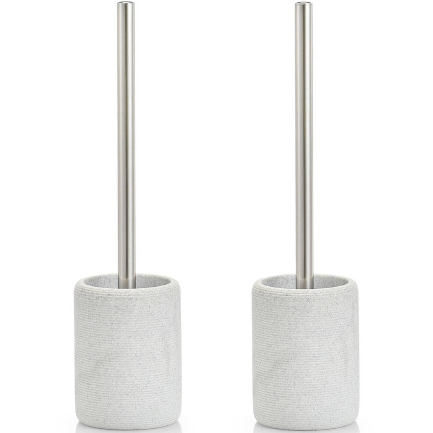 ZELLER Set van 2x stuks wc/toiletborstels met grijze houder 36 cm - Badkamer/toilet accessoires/benodigdheden