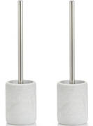 ZELLER Set van 2x stuks wc/toiletborstels met grijze houder 36 cm - Badkamer/toilet accessoires/benodigdheden