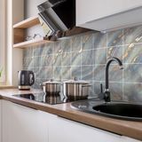 Ambiance Sticker Zelfklevende muurtegelstickers voor keuken en badkamer - 24 stickers met Santa Antoni grijze marmeren tegels - 24 stickers, 10x10 cm