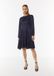 comma casual identity Jurk diepblauw dierenprint lange mouw ronde hals kuithoogte 38
