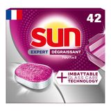SUN Expert Tablettes lave-vaisselle dégraissantes Tout en 1 technologie Glasscare 42 tablettes