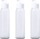 Merkloos / Sans marque Makito Western Europe Glazen waterfles/drinkfles met schroefdop - 6x - transparant - 470 ml - Sportfles - Bidon
