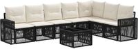 vidaXL Tuinbankenset 8-delig Zwart en Crèmewit Polyrattan