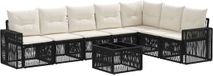 vidaXL Ensemble de banc de jardin 8 pièces noir et crème polyrotin
