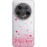 Xiaomi 14 Ultra Confettis de coeurs rose bedrukt siliconen hoesje
