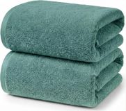 Ruggeri - Set van 2 douche- en badhanddoeken 70 x 140 cm - 100% puur katoen extra zacht - Handdoekencollectie - Let's Color! (Groen)