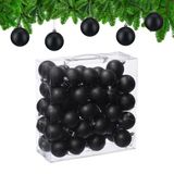 Relaxdays Kerstballen Set van 50 - Zwart - Kunststof - Mat - Ø 6 cm