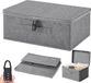 Boîte de rangement pliable sans marque avec couvercle et poignées – Boîte de rangement en tissu 30x20x14 cm – Gris