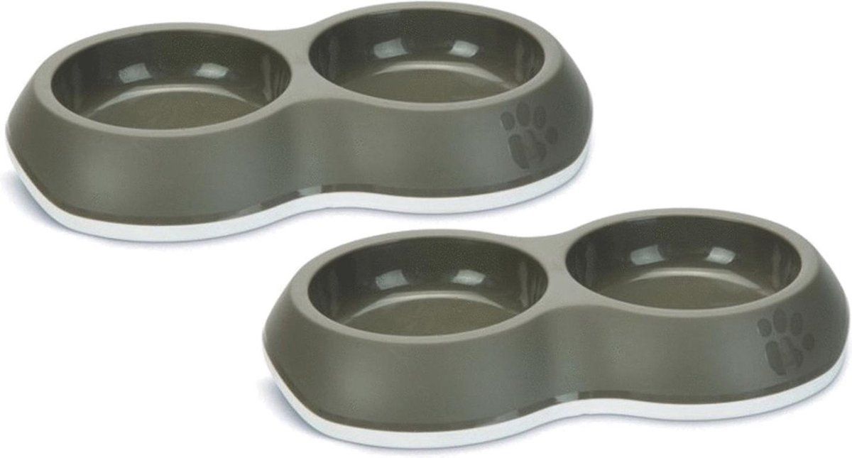 Savic Voerbak Delice Double - Grijs Petrol - Honden & Katten