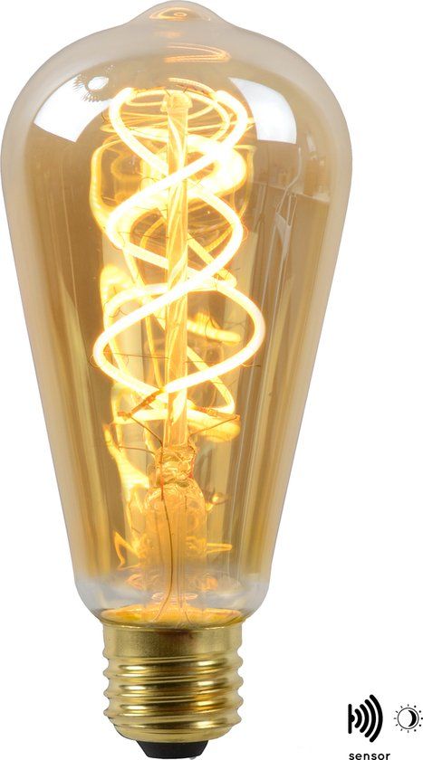 Lucide ST64 TWILIGHT SENSOR LED Filament Lamp - E27 - 4W - 2200K - Amber - Day/Night Sensor