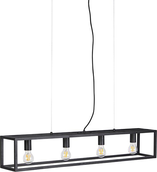 QAZQA Cage Hanglamp - Industrieel - 4 Lichts - Zwart