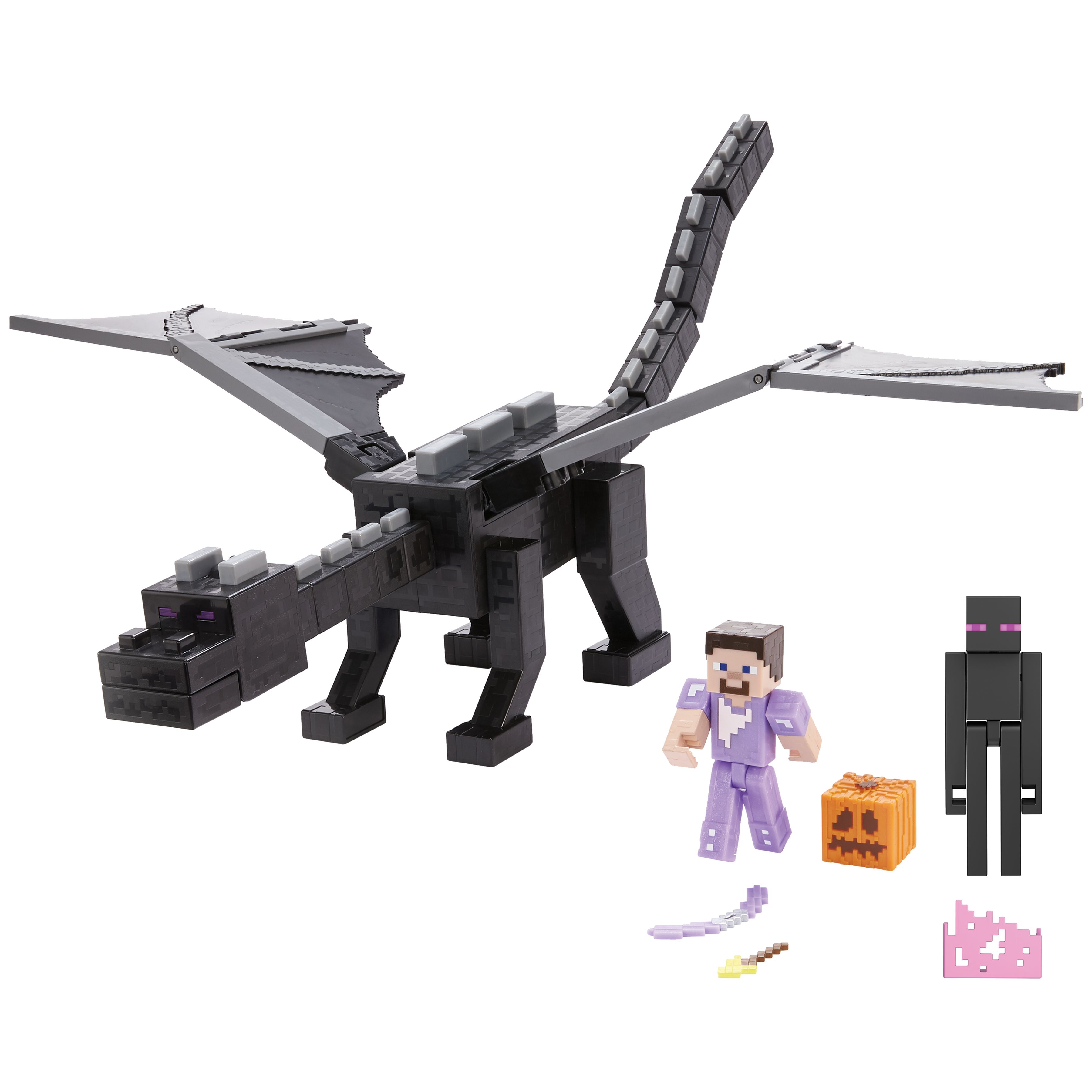 Mattel Minecraft Enderdraak Set - Actiefiguren - Licht & Geluid - 3 Figuren - 6+