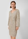 s.Oliver Jurk beige met pailletten en lange mouwen
