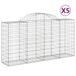 vidaXL Gabionen met boogvorm, 5 stuks, 200x50x100/120 cm, verzinkt staal