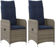vidaXL Fauteuils de jardin - 2 pièces - Réglable - Avec coussins - Poly rotin - Gris