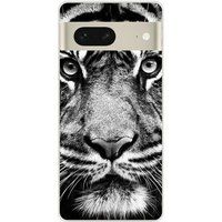 Google Pixel 7 Tigre blanc et noir bedrukt siliconen hoesje