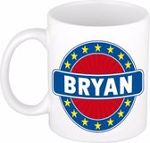 Bellatio Decorations - Bryan voornaam - koffiemok - beker - wit/blauw - 300 ml