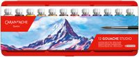 Caran D'ache Gouache Studio verftubes 8-delig met penseel in metalen etui
