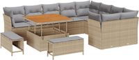 vidaXL Tuinbank - Set - 12 zitplaatsen - Beige - Polyrattan
