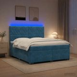 vidaXL Boxspringbed met matras Blauw 140 x 190 cm Fluweel
