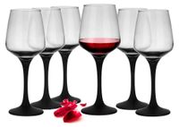 Sendez 6 verres à vin 360 ml avec pied noir